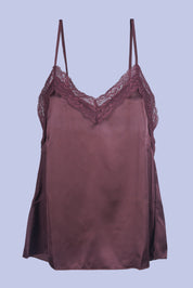 AXTZH Chic 2-Piece Nightwear Set with Strappy Top and Sheer Shorts for Effortless Elegance X2152-MAHOGANY-A4S