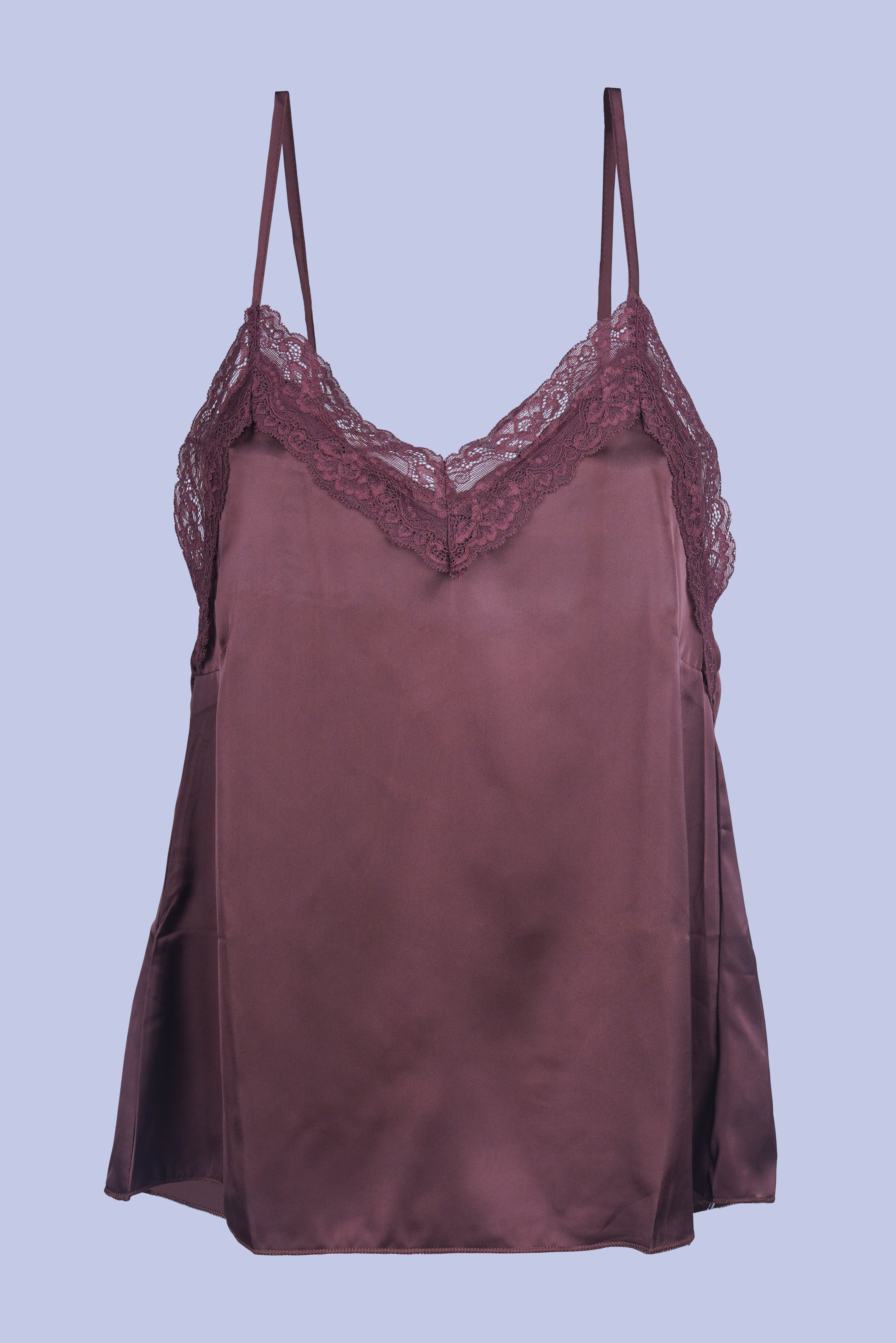 AXTZH Chic 2-Piece Nightwear Set with Strappy Top and Sheer Shorts for Effortless Elegance X2152-MAHOGANY-A4S