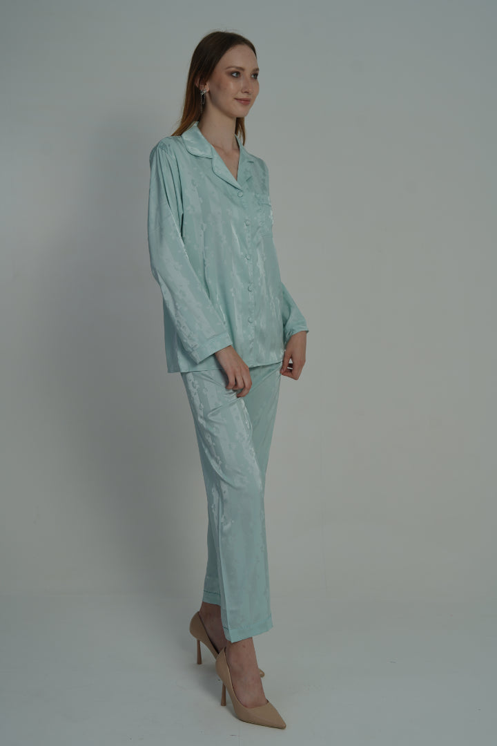 AXTZH 2-Piece Soft Nightwear Pajama Set NW X2215-TGREEN-WC2S