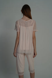 AXTZH Soft Lace Trim 2-Piece Nightwear Set NW X0281-PEACH-C9N