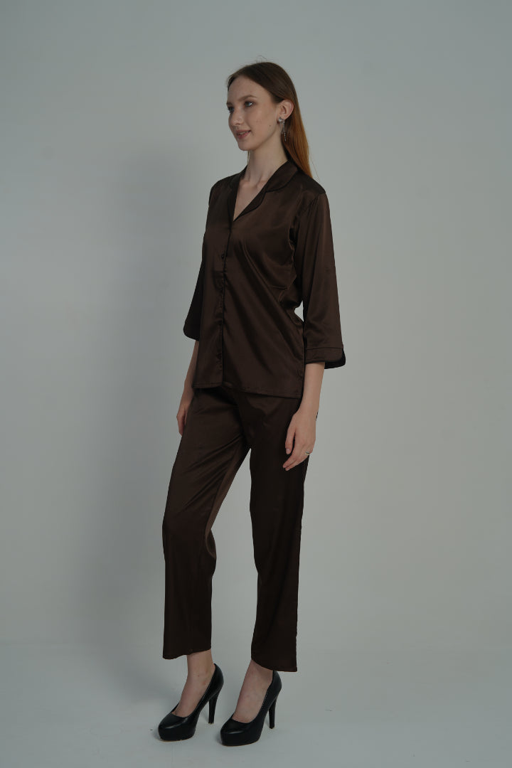 ANGELS FASHION Dreamy Nights Two-Piece Set Designed for Comfort and Seductive Sophistication AG1118-COFFEE-C2S