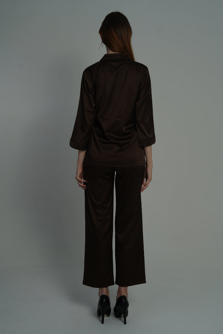 ANGELS FASHION Dreamy Nights Two-Piece Set Designed for Comfort and Seductive Sophistication AG1118-COFFEE-C2S