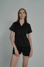 ANGELS Satin Boxer Nightwear Set FASHION NW AG2214-BLACK-A2S