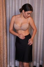 AXTZH Innerwear Piece with Refined Hem Lace and Comfortable Everyday Fit X5014-BLACK-SKP1