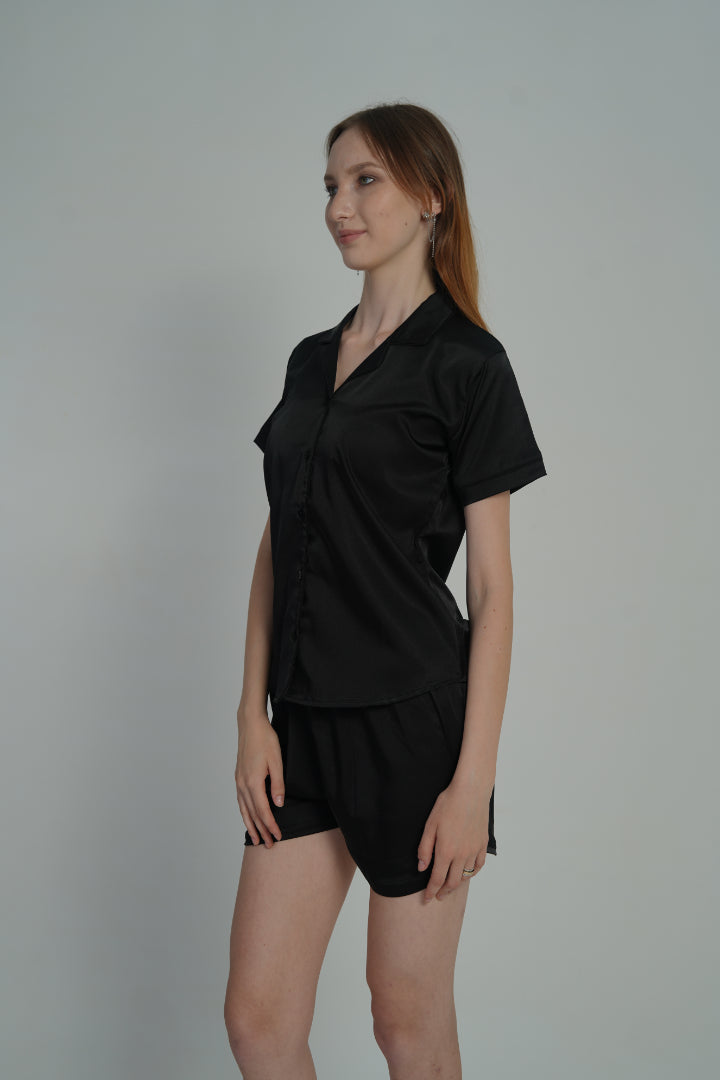 ANGELS Satin Boxer Nightwear Set FASHION NW AG2214-BLACK-A2S