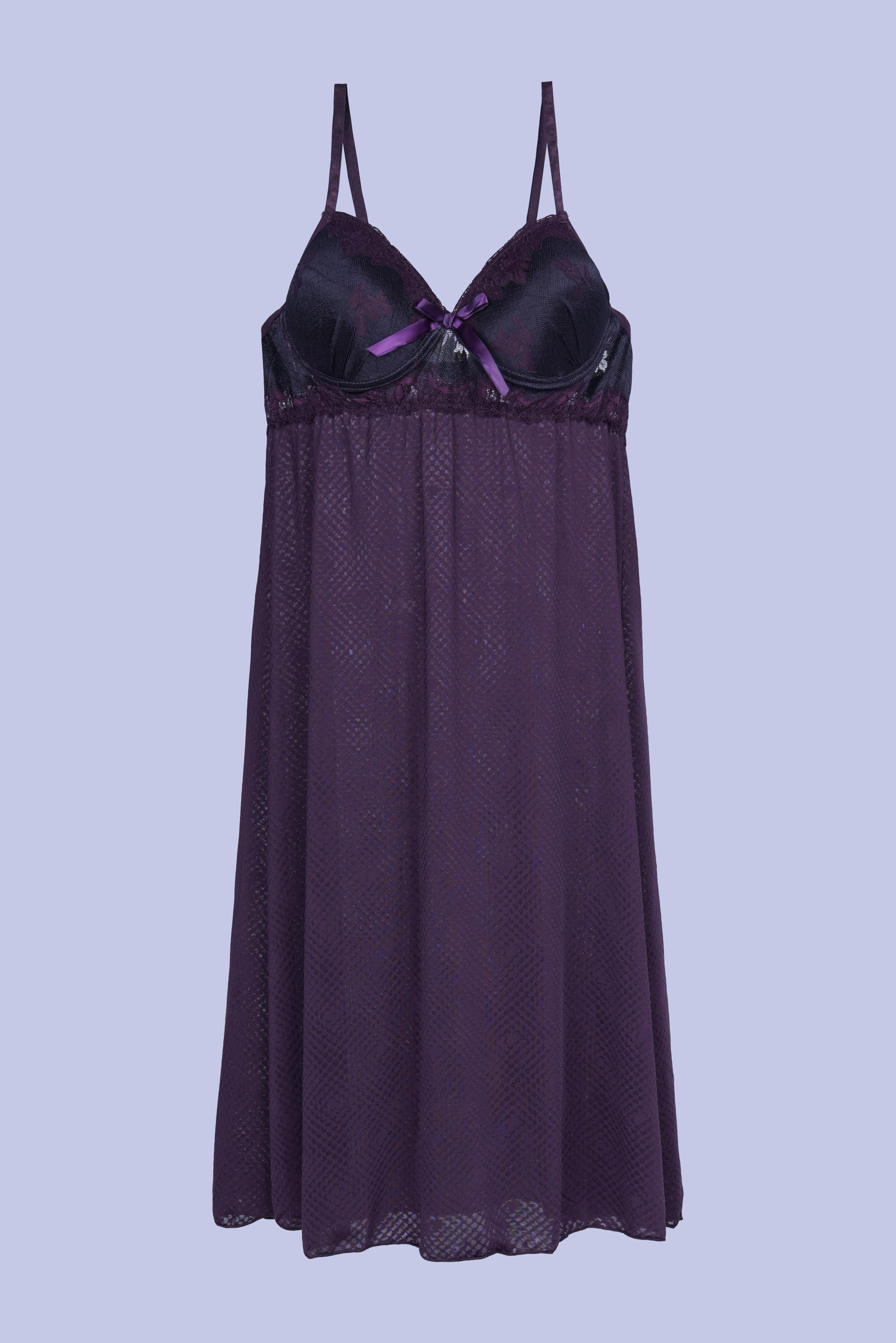 AXTZH  Elegant Two-Piece Long Nightwear Set for Women X3221-PLUM-F11M