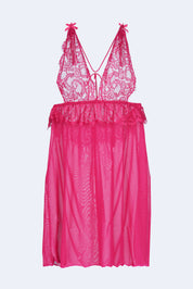 AXTZH Women’s 2 Piece Nightwear Set with Sheer Robe and Slip Dress X8806-SCARLET-F11N