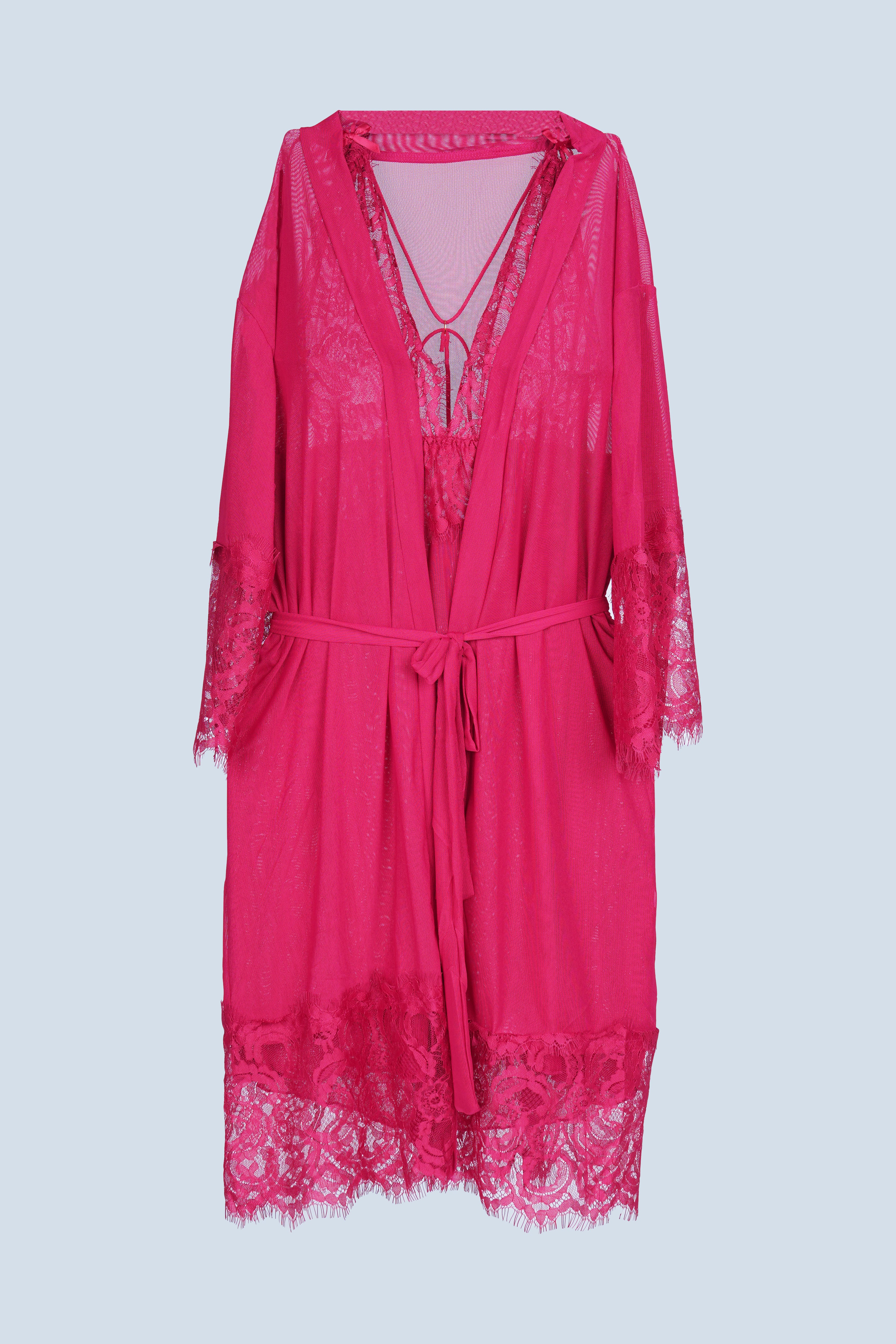 AXTZH Women’s 2 Piece Nightwear Set with Sheer Robe and Slip Dress X8806-SCARLET-F11N