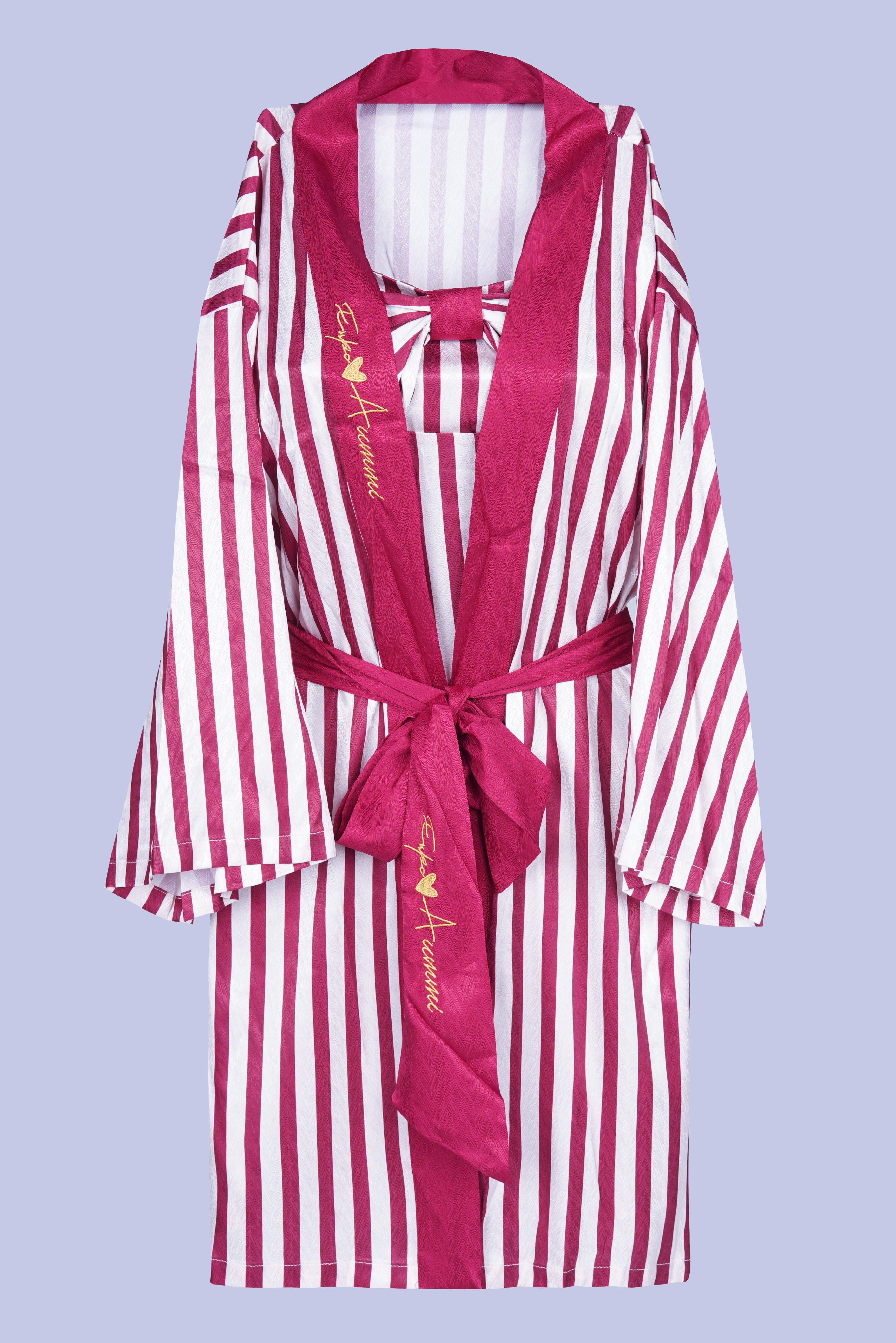 AXTZH Elegant Two-Piece Nightwear Ensemble with Coordinated Dress and Belted Robe X0589-SCAST-F11S