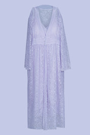 AXTZH Two-Piece Nightwear Set for Women with Elegant Robe and Inner Slip Dress X0260-LILAC-F12N