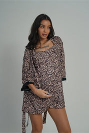 ANGELS FASHION Wild Romance Two-Piece Nightwear with Relaxed Robe and Sleek Dress AG0900-LEOPR-F11S