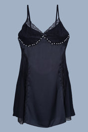 AXTZH Women’s Luxury Nightwear Set with Adjustable Robe and Soft Satin Inner Dress X0931-BLACK-F11S