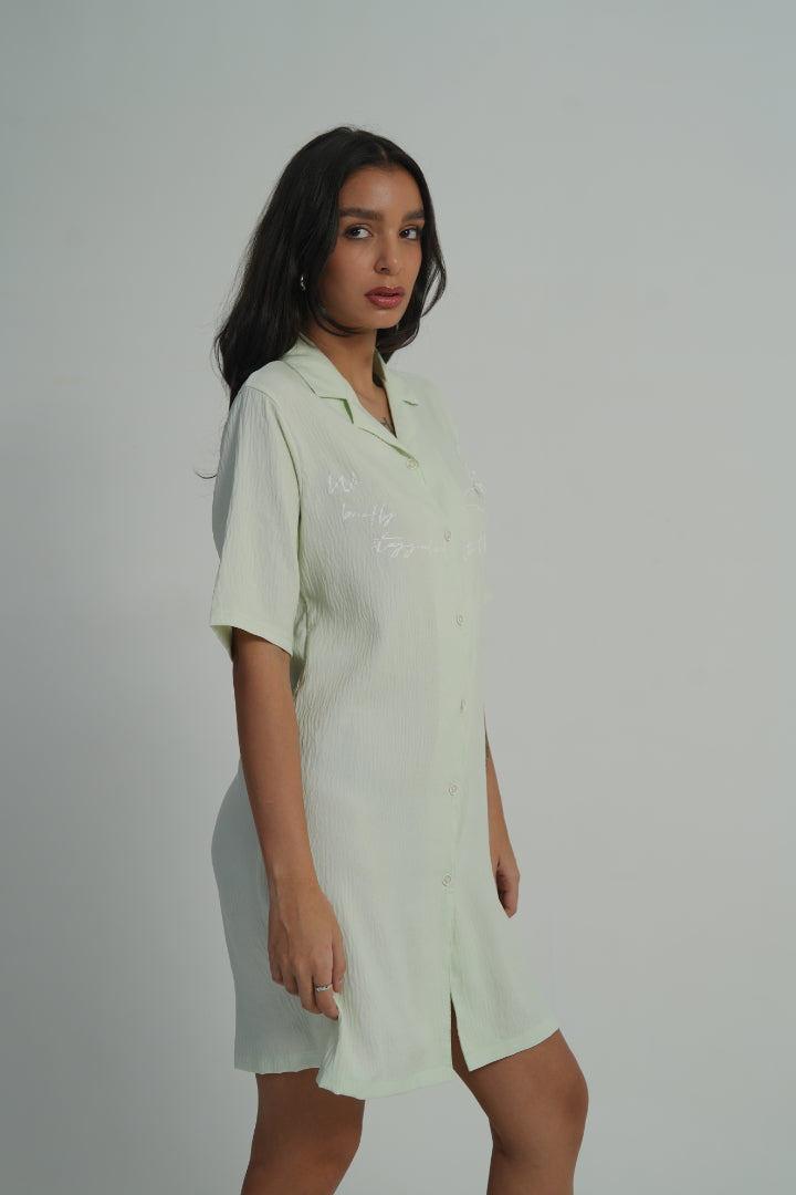 AXTZH Single-piece Shirt Style Nightwear X2218-MINT-G1C