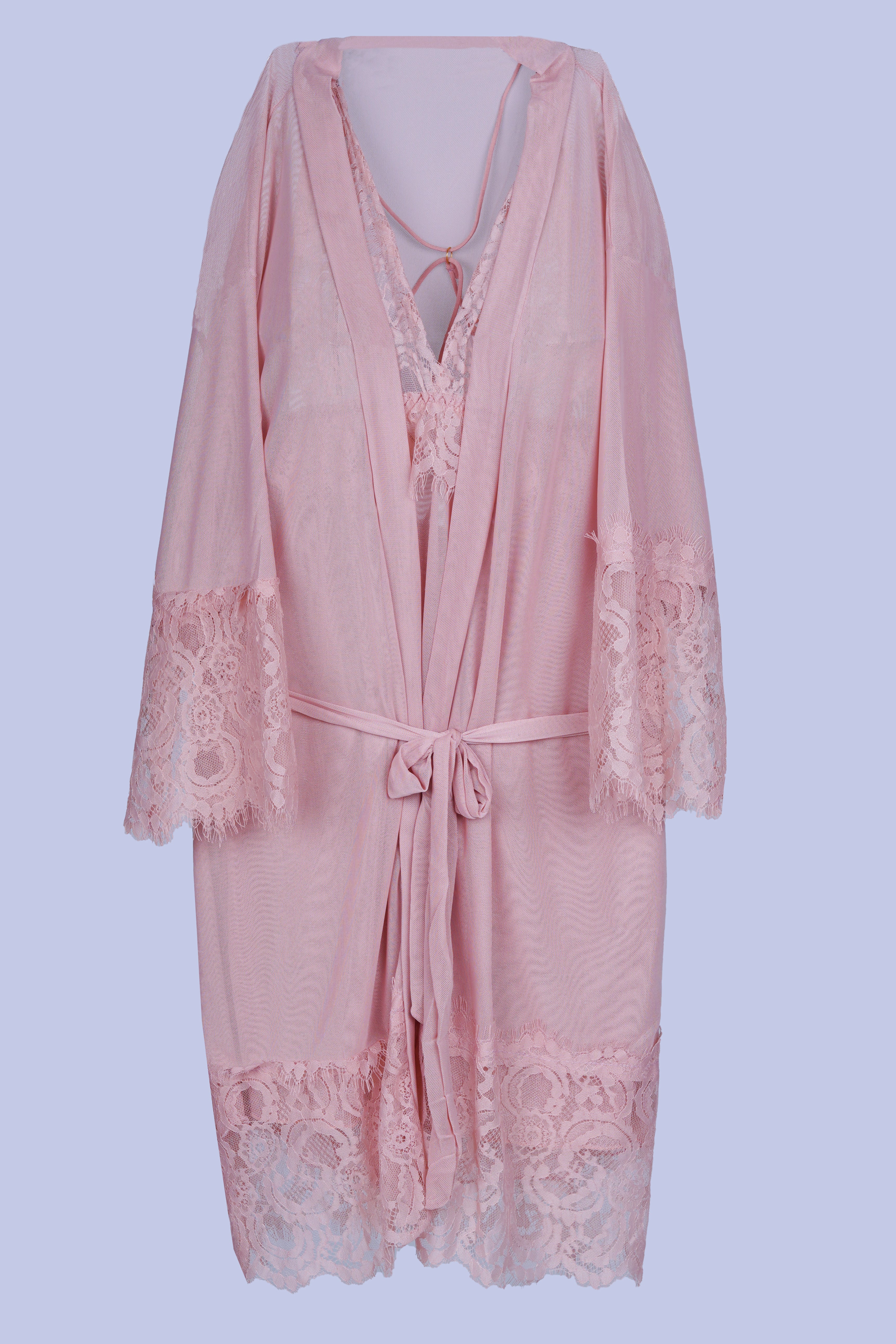 AXTZH Women’s 2 Piece Nightwear Set with Sheer Robe and Slip Dress X8806-APRICOT-F11N
