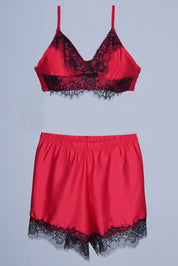 AXTZH nightwear Two-piece set includes camisole top and shorts X6166-CRIMSON-A8S