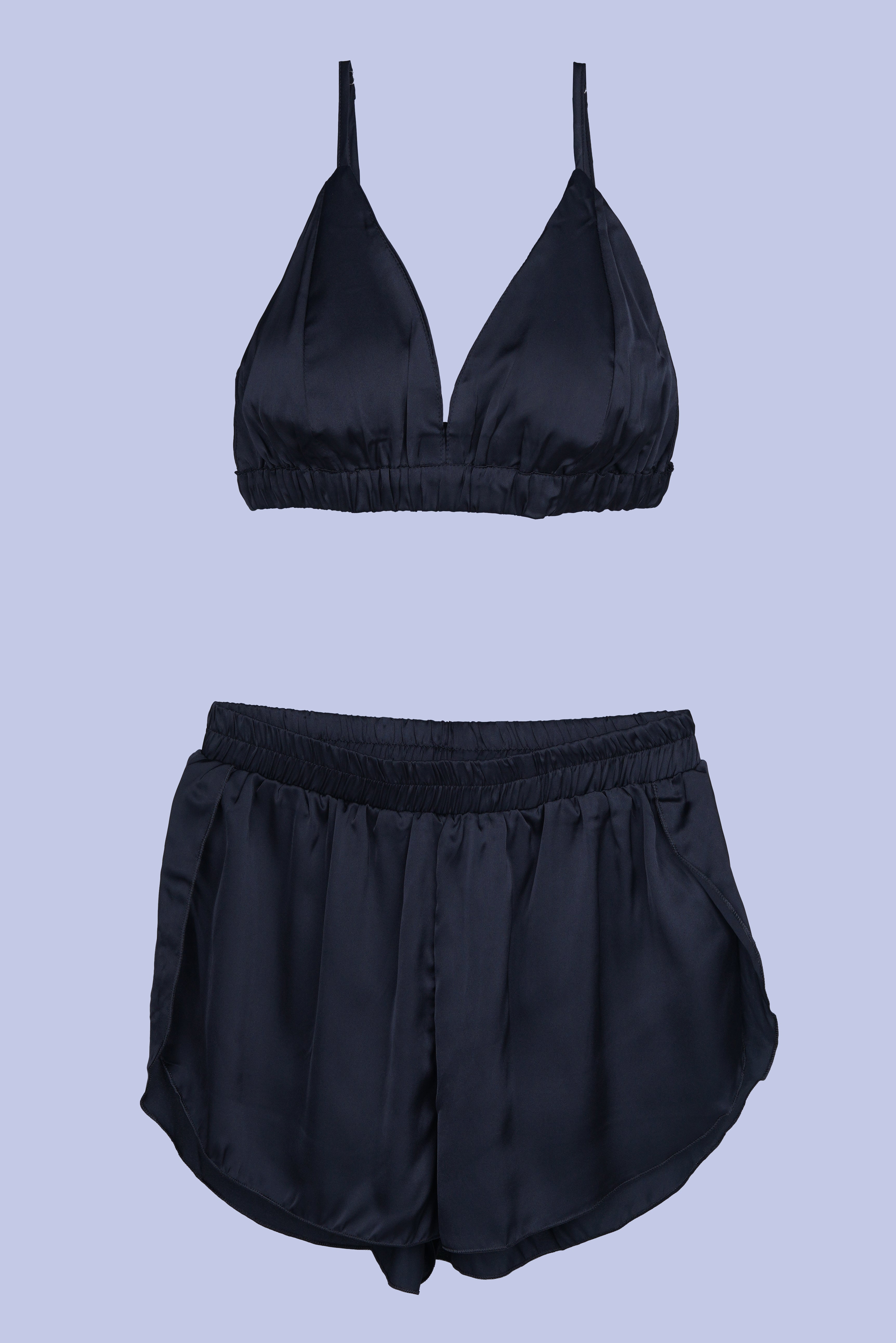 AXTZH Stylish 3-Piece Sexy Nightwear Set with Top, Matching Bottoms, and Sheer Cover-Up for Women X2596-BLACK-NSS3PS