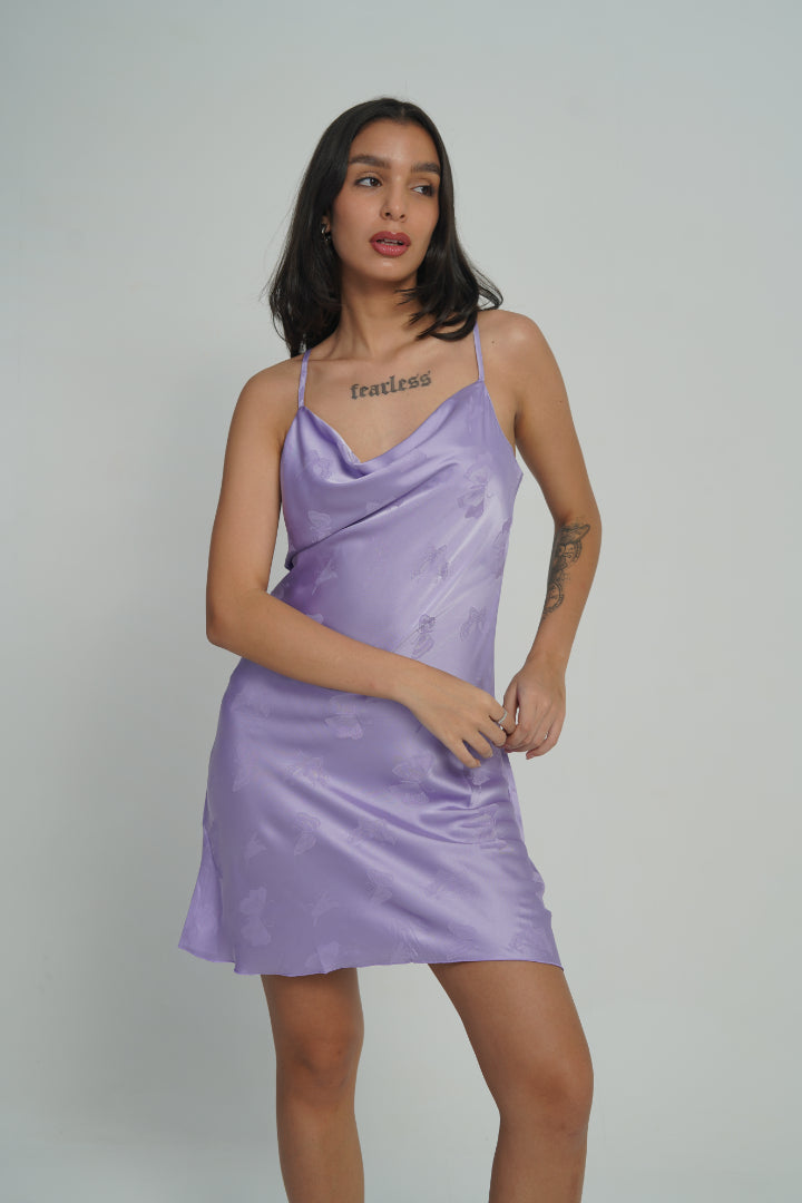 AXTZH Satin Butterfly Nightdress NIGHTWEAR X0301-LAVENDER-F1S