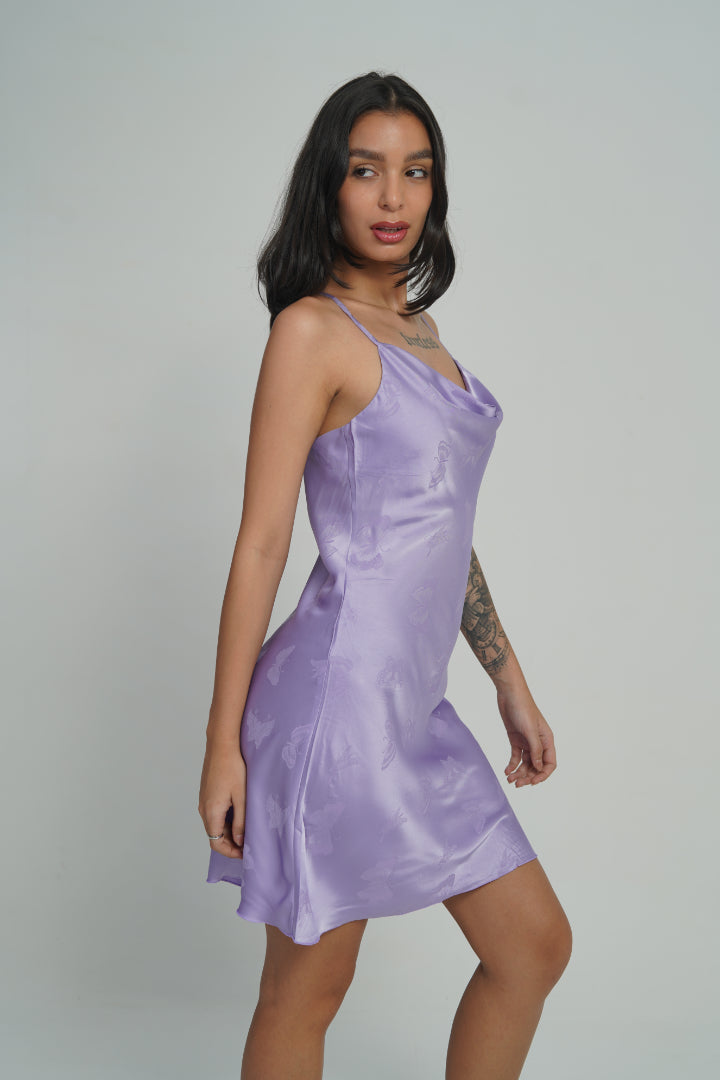 AXTZH Satin Butterfly Nightdress NIGHTWEAR X0301-LAVENDER-F1S