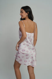 AXTZH Satin Heart Print Nightdress NIGHTWEAR X0301-PINPR-F1S