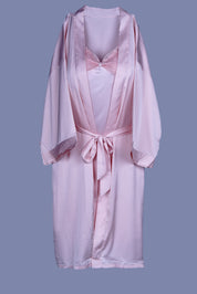 AXTZH Elegant 3-Piece Nightwear Set with Robe, Inner Slip, and Matching Shorts for Effortless Luxury X0198-PEACH-NSS3PS