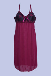 AXTZH Elegant Two-Piece Long Nightwear Set for Women X3221-MERLOT-F11M
