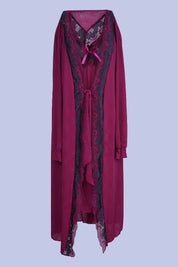 AXTZH Elegant Two-Piece Long Nightwear Set for Women X3221-MERLOT-F11M