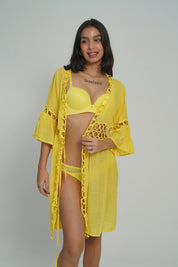 AXTZH Cutwork Tie-Up Beach Cover-Up SARONG X0630-CORNSILK-SNGA2