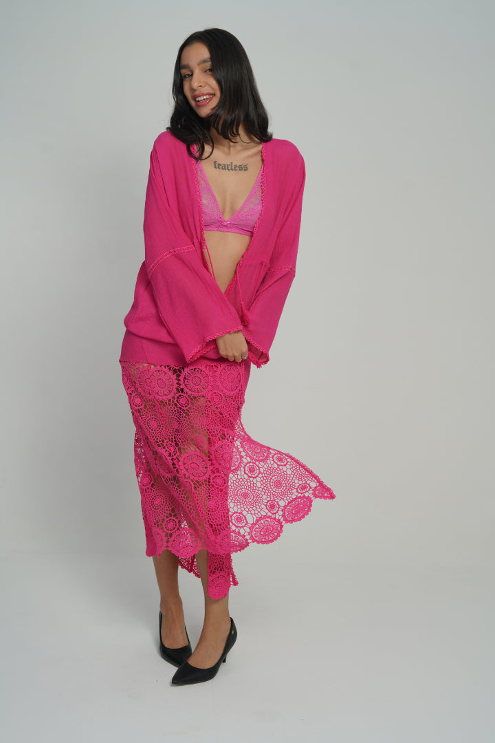 AXTZH Make Waves in Style with This Flirty Lingerie Swimwear Piece X2601-FUCHSIA-SNGB2