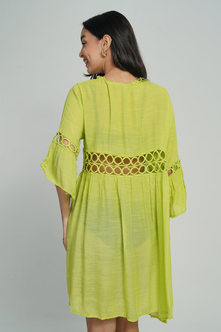 AXTZH Cutwork Tie-Up Beach Cover-Up SARONG X0630-MEADOW-SNGA2