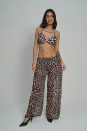 AXTZH Animal Print Bikini & Cover-Up Pants Set SWIM WEAR X2511-LEOPR-3PB