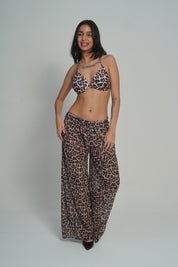 AXTZH Animal Print Bikini & Cover-Up Pants Set SWIM WEAR X2511-LEOPR-3PB
