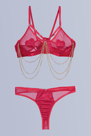 AXTZH Luxe Chain Detail Nightwear Set X0176-RED-BS2P