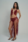 AXTZH Crochet Fringe 2-Piece BEACH WEARX0381-SCARLET-BW2PF