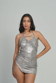 AXTZH Shimmered Allure Nightwear 24-XF1LY1661-SILVER-EIO