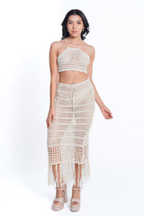 AXTZH Crochet-Inspired 2-Piece Beachwear Lingerie Set  X2534-IVORY-BW2PF