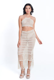 AXTZH Crochet-Inspired 2-Piece Beachwear Lingerie Set  X2534-IVORY-BW2PF