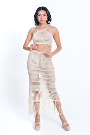 AXTZH Crochet-Inspired 2-Piece Beachwear Lingerie Set  X2534-IVORY-BW2PF