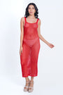 AXTZH Drift Net One-Piece Beach Dress X4614-RED-SNGB1