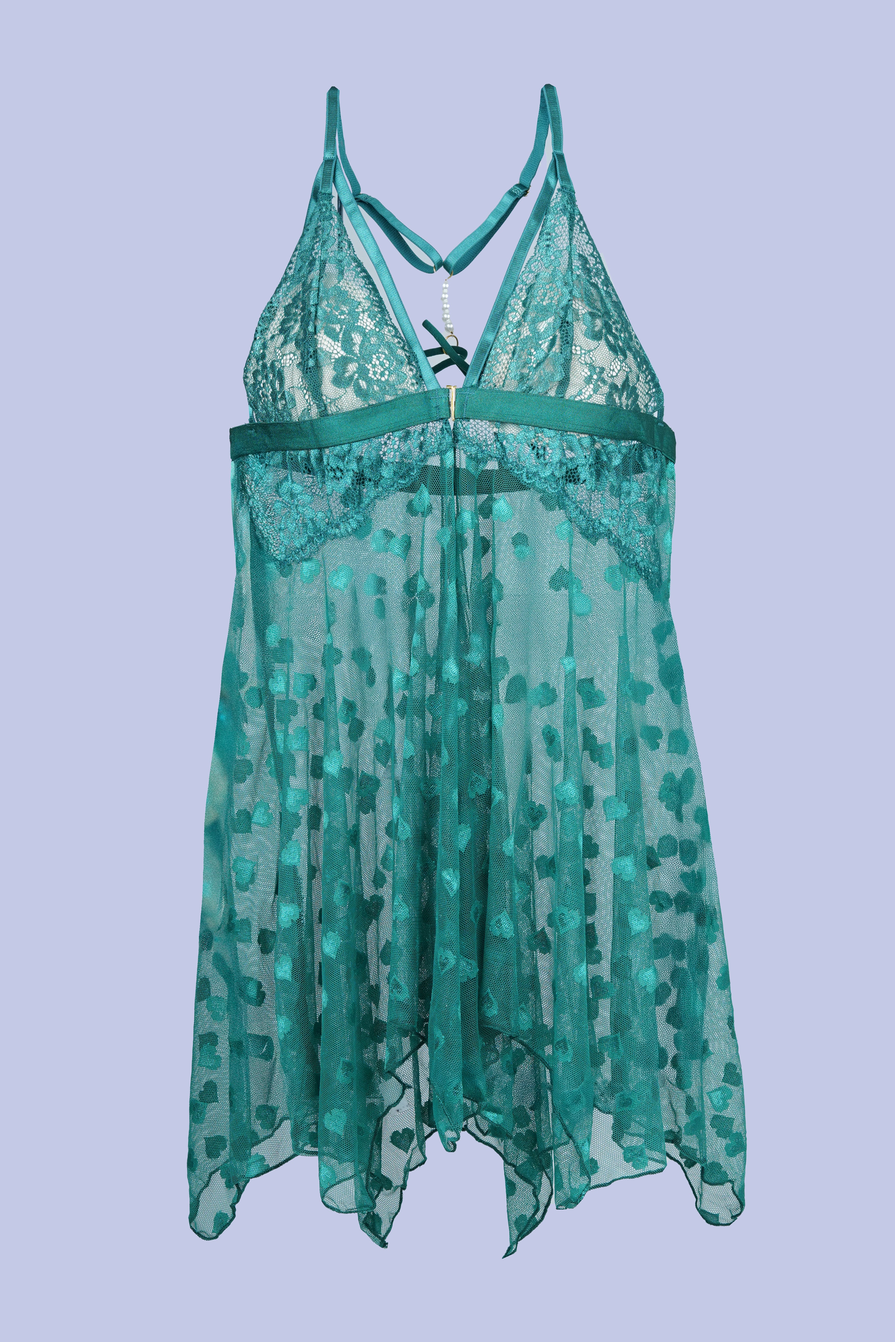 AXTZH One-piece sheer lace nightwear designed for elegance and comfort X8245-PINE-F1N