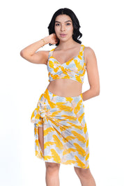 AXTZH Cross-Front Bralette & Shorts Swimwear Set X3026-YELPR-3PS