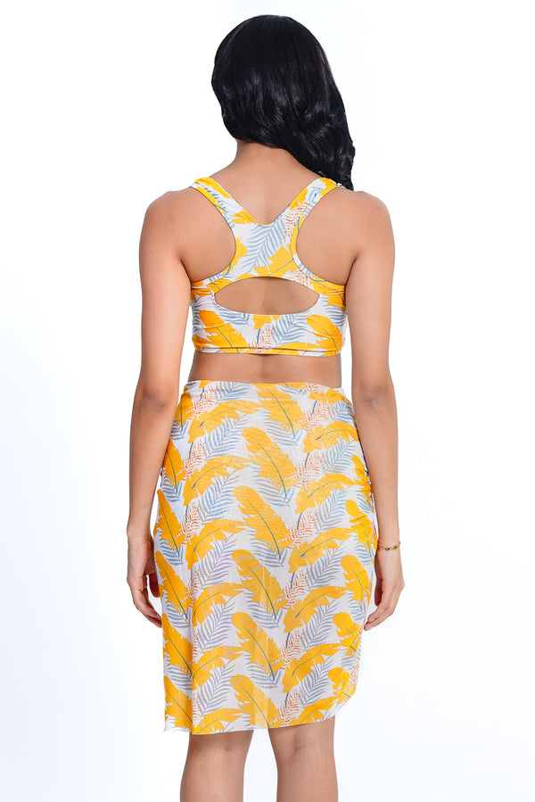 AXTZH Cross-Front Bralette & Shorts Swimwear Set X3026-YELPR-3PS