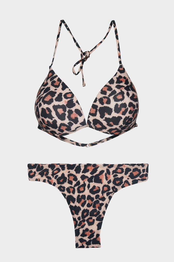 AXTZH Animal Print Bikini & Cover-Up Pants Set SWIM WEAR X2511-LEOPR-3PB
