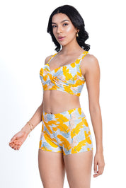 AXTZH Cross-Front Bralette & Shorts Swimwear Set X3026-YELPR-3PS