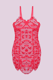 AXTZH Sexy Women’s Nightwear with Feather Trim and Flowing Silhouette X2696-RED-SF1N