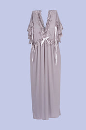 AXTZH Elegant Long Nightwear for Women with Delicate Lace Detailing and Flowing Silhouette X2501-FF-F2M