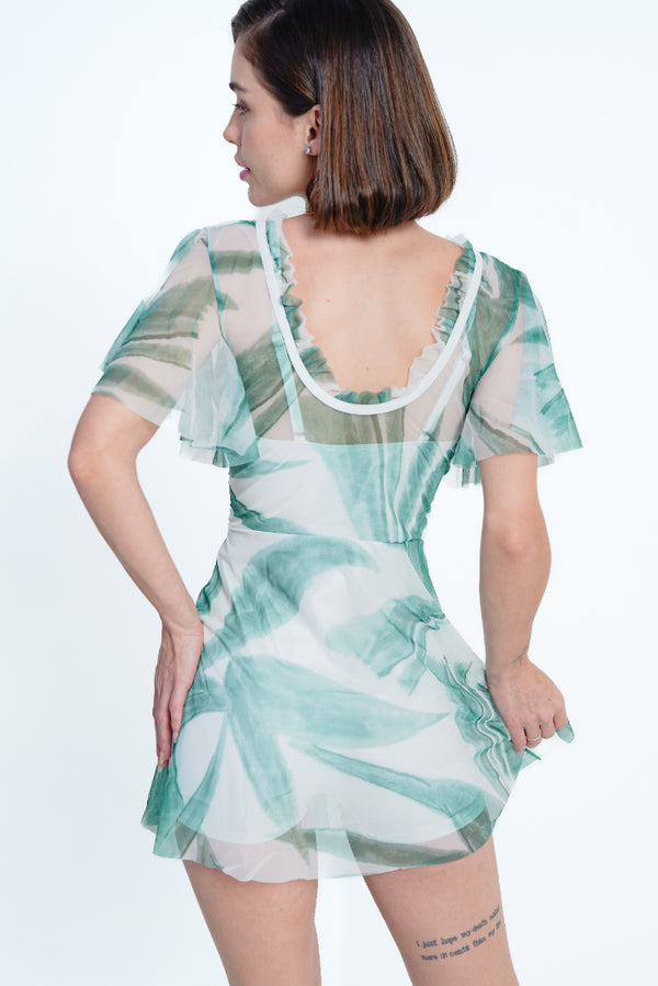 AXTZH Sheer One Piece Nightwear X8035-GRNPR-1PF