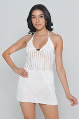 AXTZH White Crochet Bridal Nightwear Dress X0047-WHITE-SNGA1