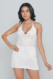 AXTZH White Crochet Bridal Nightwear Dress X0047-WHITE-SNGA1