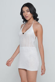 AXTZH White Crochet Bridal Nightwear Dress X0047-WHITE-SNGA1