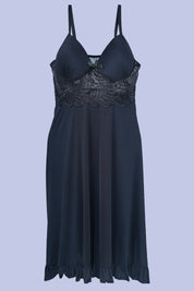 AXTZH Graceful Two-Piece Women’s Nightwear Set with Sheer Sleeves and Embroidered Detailing X3037-BLACK-F22M